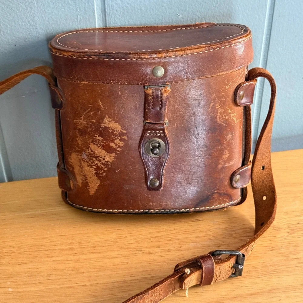 Vintage Colmont Paris 8x French Military Field Binoculars Original Leather Case‎